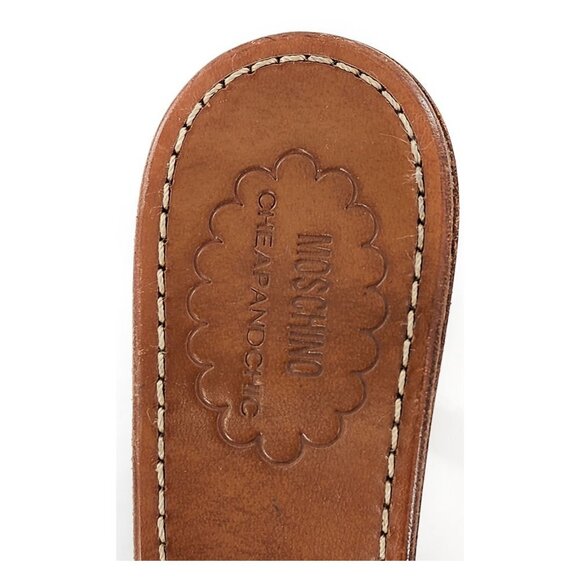 Moschino Brown Embellished peep toe kitten heel Sandals - Picture 9 of 10